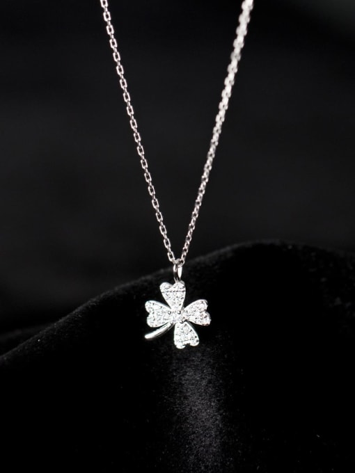 Rosh 925 Sterling Silver Cubic Zirconia Flower Dainty Necklace 3