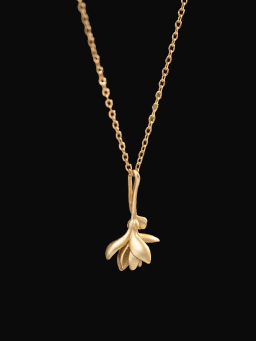 SILVER MI 925 Sterling Silver  Vintage Magnolia Flower Pendant  Necklace 0