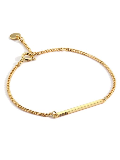 Gold Plated horizontal bar Bracelet Brass Geometric Minimalist Link Wire  Bracelet