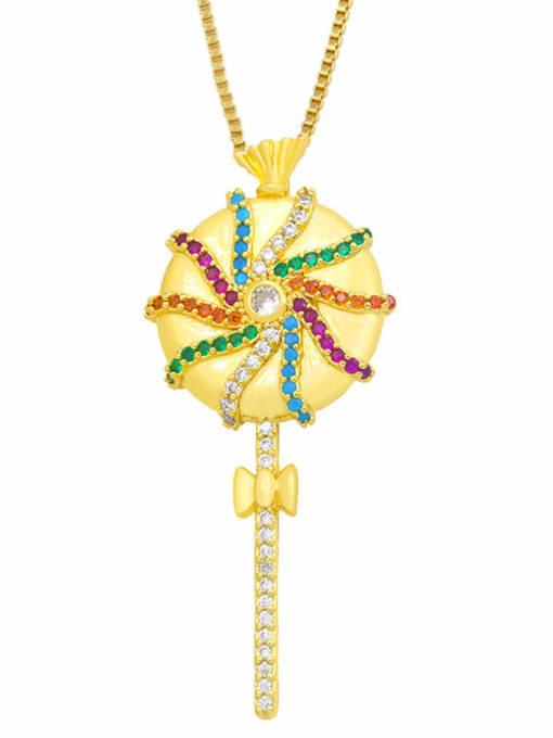 lollipop Brass Cubic Zirconia Bear Minimalist Necklace
