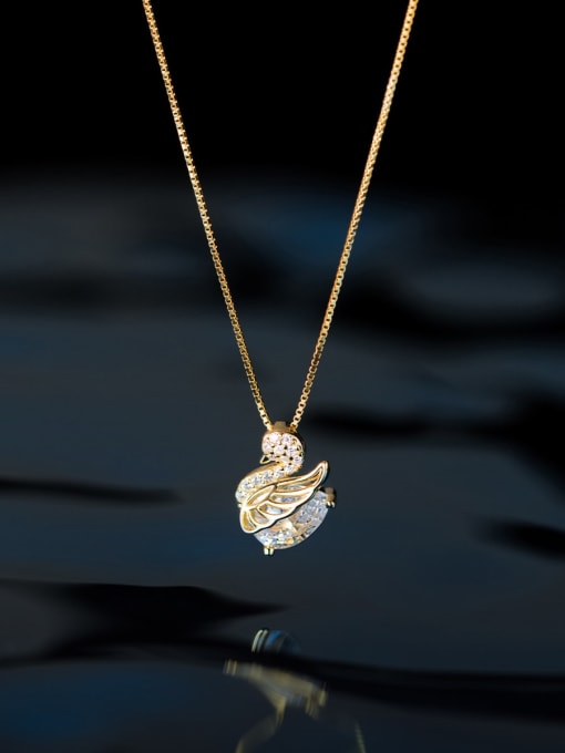 Rosh 925 Sterling Silver Cubic Zirconia Swan Luxury Necklace 0