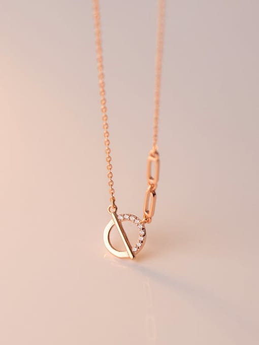 rose gold 925 Sterling Silver Hollow Geometric Minimalist Necklace