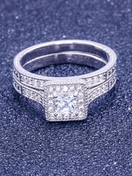 White Diamond 925 Sterling Silver Cubic Zirconia Geometric Dainty Band Ring