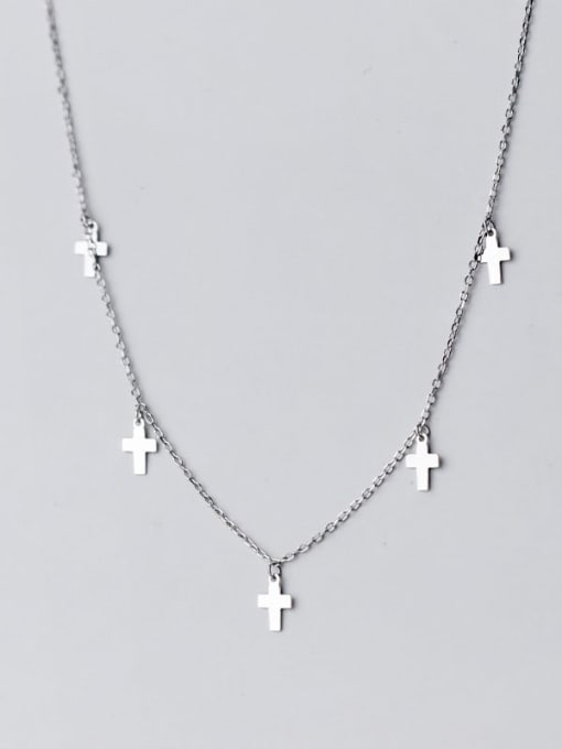 Rosh 925 Sterling Silver Smooth Cross Minimalist Necklace 2
