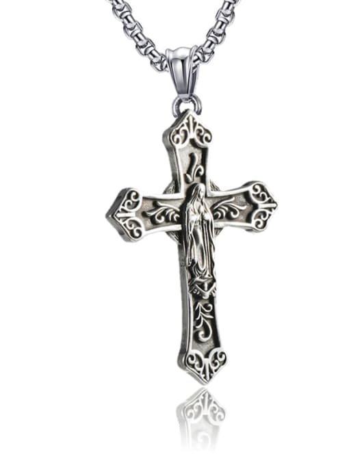 Cross Pendant (with chain 60cm) Titanium Steel Cross Hip Hop Necklace