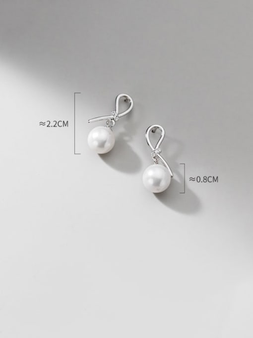 Rosh 925 Sterling Silver Imitation Pearl Bowknot Cute Huggie Earring 4