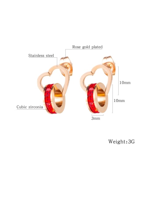 Open Sky Titanium Rhinestone Heart Minimalist Stud Earring 3