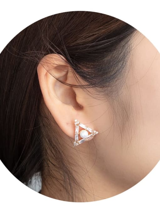 XP Alloy Cubic Zirconia Triangle Dainty Stud Earring 1