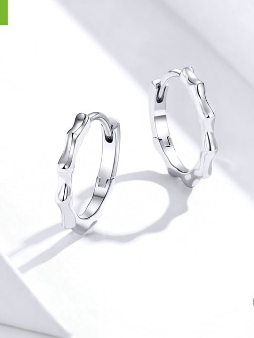 Jare 925 Sterling Silver With White Gold Plated Minimalist Geometric Hoop Earrings 2