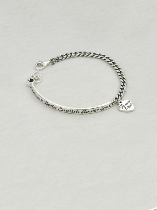 SHUI Vintage Sterling Silver With Antique Silver Plated Fashion Heart Bracelets