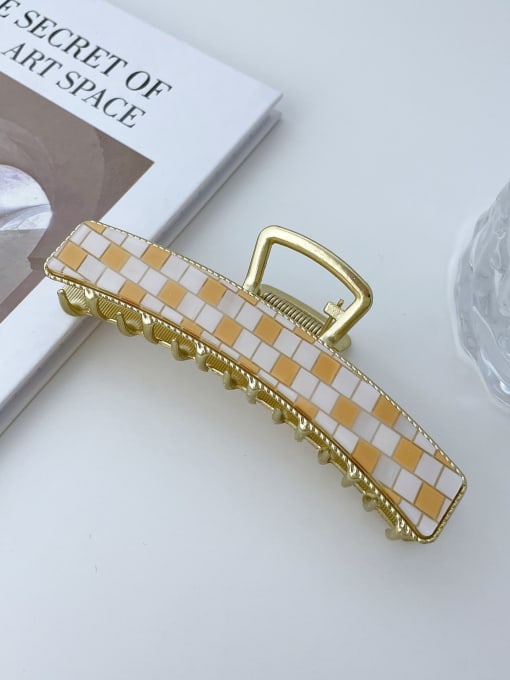 Yellow white grid 11.3cm Cellulose Acetate Trend Geometric Alloy Jaw Hair Claw