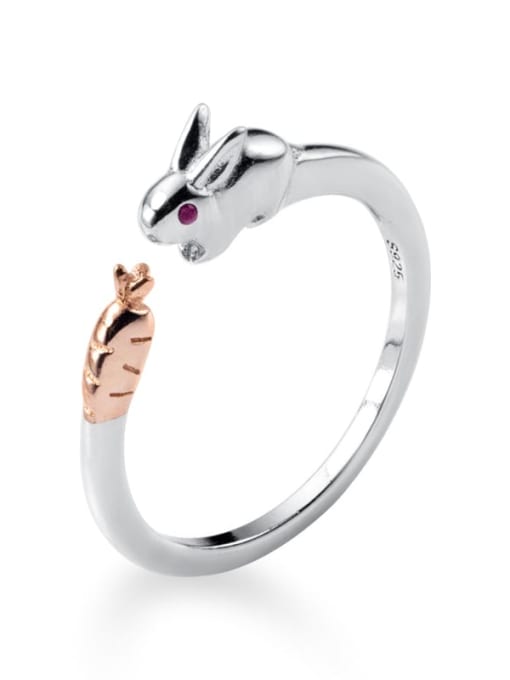 Rosh 925 Sterling Silver Cute rabbit Free Size  Ring 3