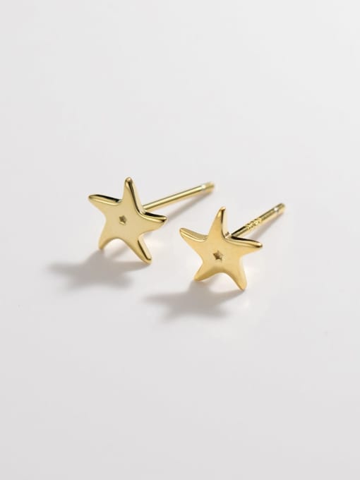 Rosh 925 Sterling Silver Five-Pointed Star Minimalist Stud Earring
