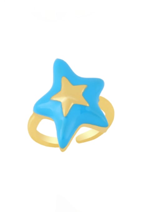 CC Brass Enamel Five-pointed starTrend Band Ring 4
