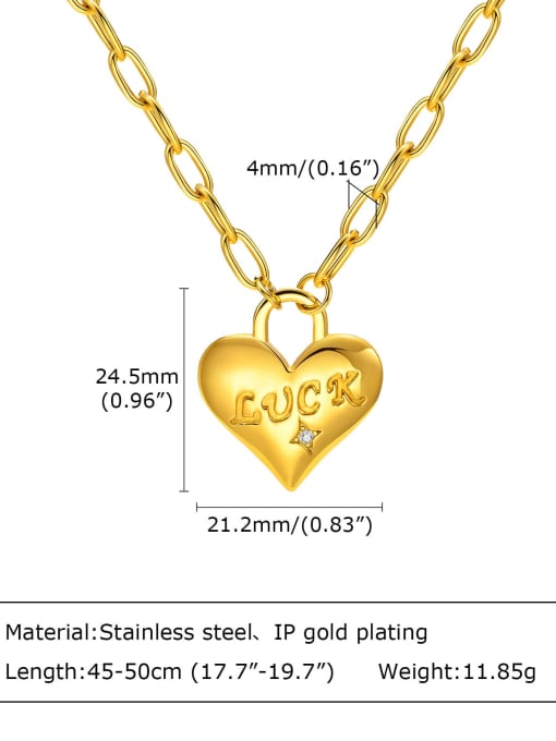 Gold necklace 45+ 5cm long Stainless steel Heart Vintage Necklace