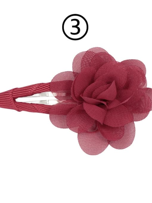 3 wine red Alloy Yarn Minimalist Flower  Multi Color Hair Barrette