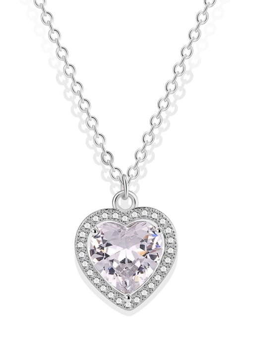 White gold heart-shaped zircon pendant Brass Cubic Zirconia Heart Luxury Necklace