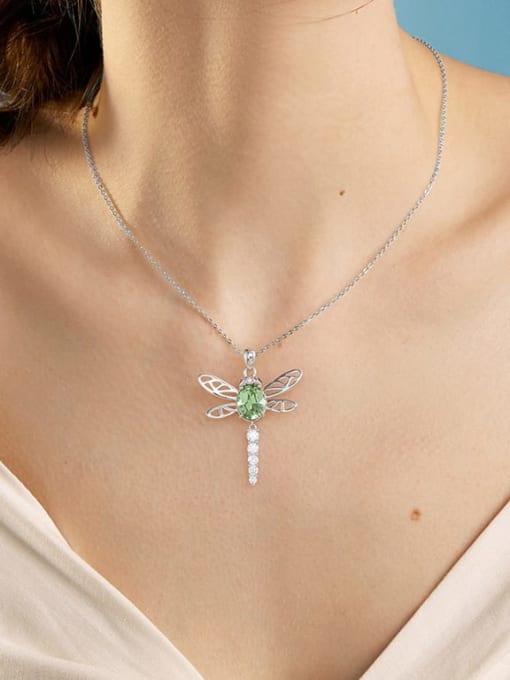 RINNTIN 925 Sterling Silver Cubic Zirconia Dragonfly Minimalist Necklace 1