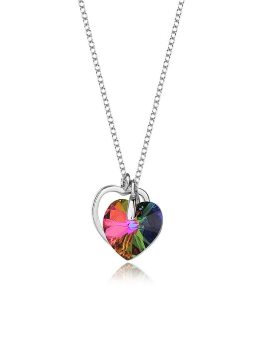 JYXZ 008 (gradient green) 925 Sterling Silver Austrian Crystal Heart Classic Necklace
