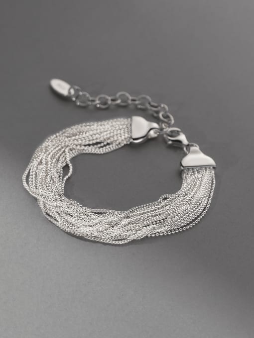 S925 Silver Bracelet 925 Sterling Silver Beads Chain Minimalist Strand Bracelet