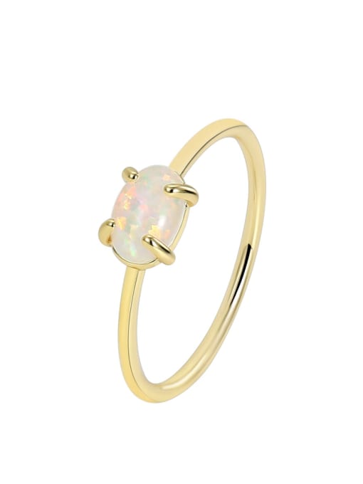 CHARME Brass Opal Geometric Cute Band Ring 2