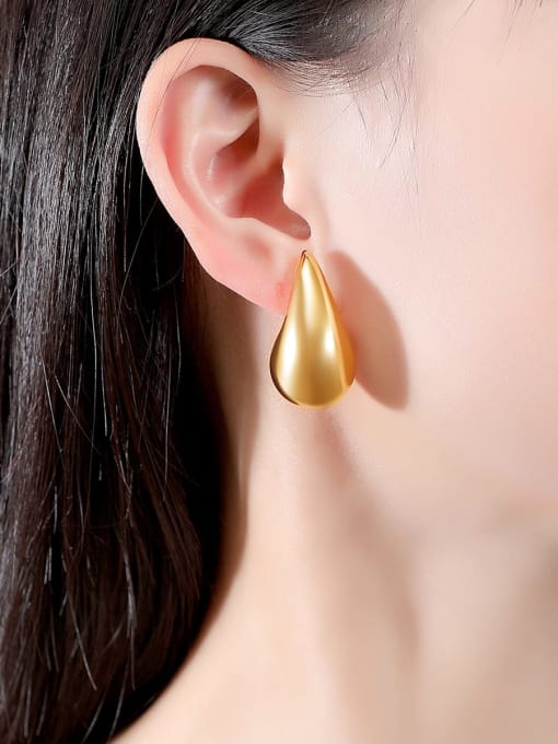 BLING SU Brass Water Drop Minimalist Stud Earring 1