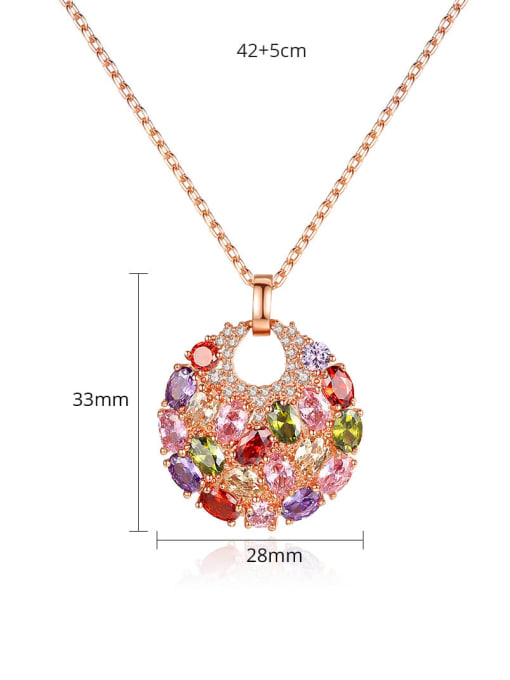 BLING SU Copper Cubic Zirconia Luxury Multi Color Round Pendant  Necklace 3