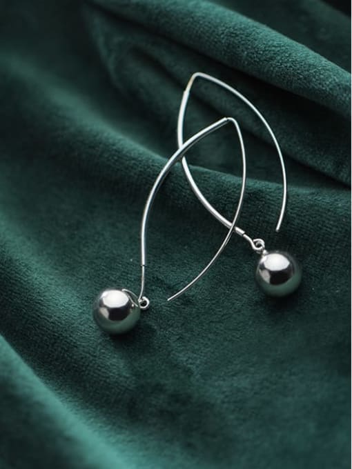 Rosh 925 Sterling Silver Imitation Pearl Geometric Minimalist Threader Earring 1