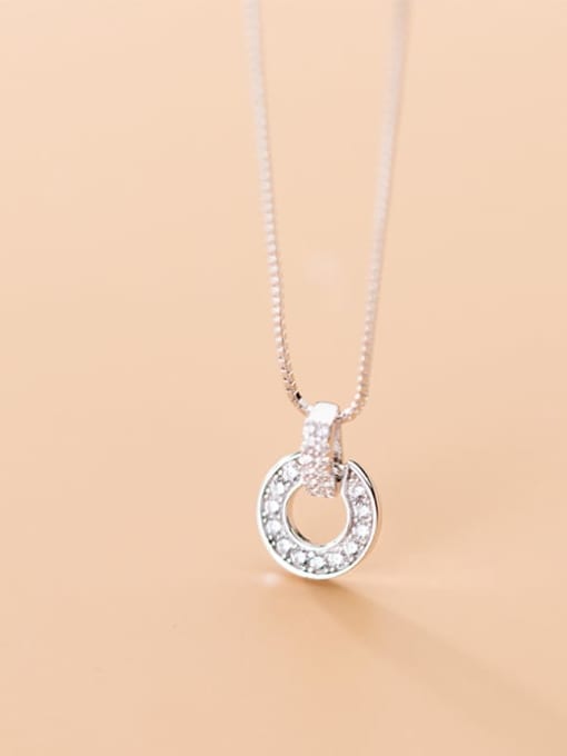 Rosh 925 Sterling Silver Cubic Zirconia Full Diamond Round Pendant  Necklace 2