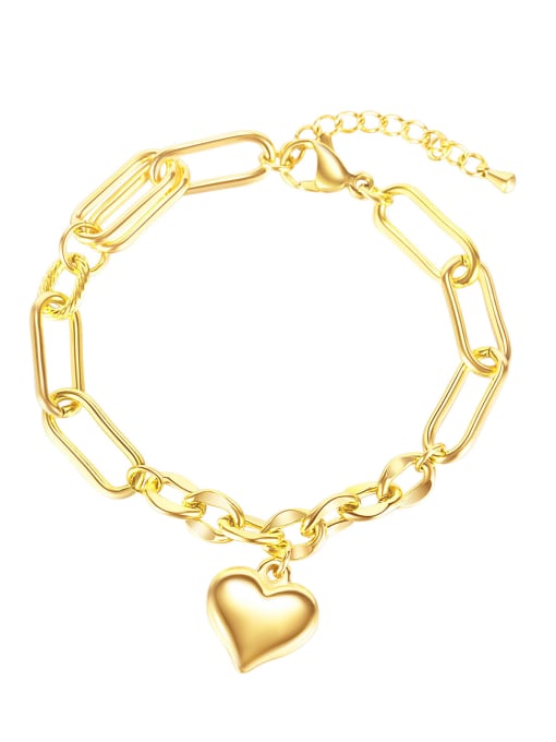 1195 gold Titanium Steel Heart Minimalist Link Bracelet