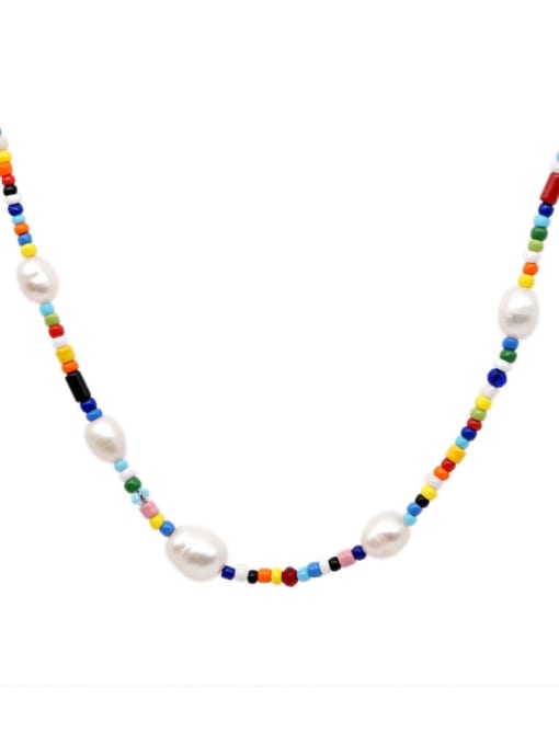 Roxi Stainless steel Freshwater Pearl Multi Color Round Bohemia Necklace 2