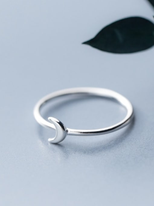 Rosh 925 Sterling Silver Smooth Moon Minimalist Band Ring 1