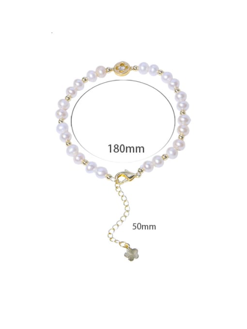 RAIN Brass Freshwater Pearl Round Minimalist Beaded Bracelet 3