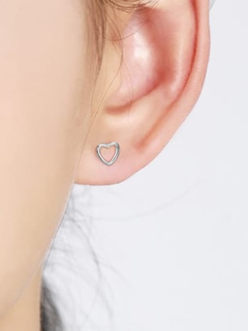 MODN 925 Sterling Silver Hollow Heart Minimalist Stud Earring 1