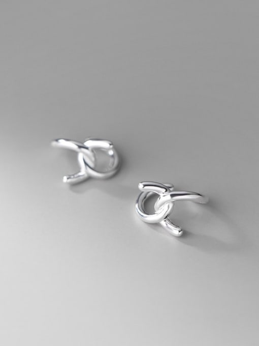 Rosh 925 Sterling Silver Line  Cross Minimalist Clip Earring 4