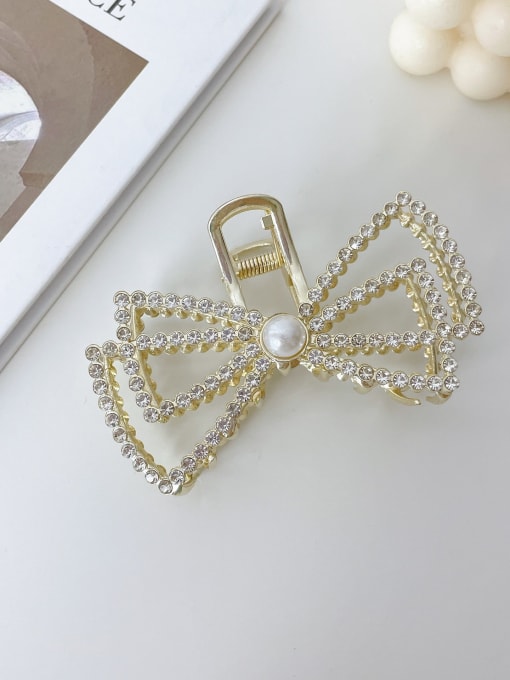 Bow diamond 9.5cm Alloy Imitation Pearl  Minimalist Butterfly Jaw Hair Claw