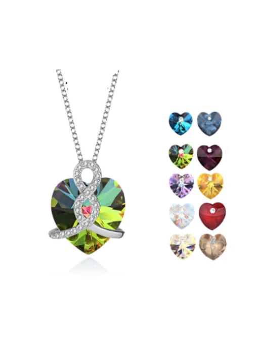 BC-Swarovski Elements 925 Sterling Silver Austrian Crystal Heart Classic Necklace 0