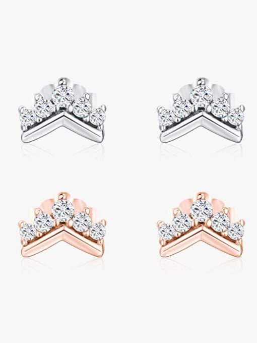 MODN 925 Sterling Silver Cubic Zirconia Triangle Classic Stud Earring 0