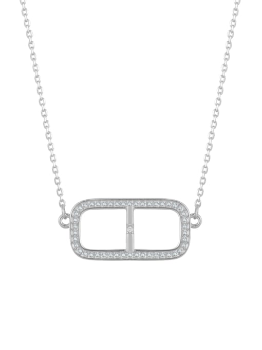Platinum square necklace 925 Sterling Silver Cubic Zirconia Geometric Minimalist Necklace