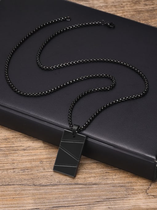 Black pendant with chain 60cm Stainless steel Hip Hop Geometric Pendant