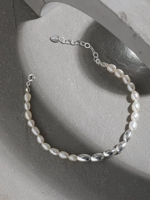 DAKA 925 Sterling Silver Freshwater Pearl Water Drop Vintage Beaded Bracelet 1