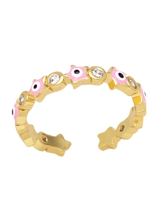 Pink Brass Enamel Evil Eye Vintage Band Ring
