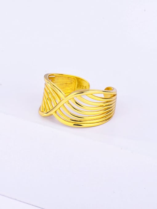 Rd0132 gold 2.5g 925 Sterling Silver Hollow Geometric Minimalist Ring
