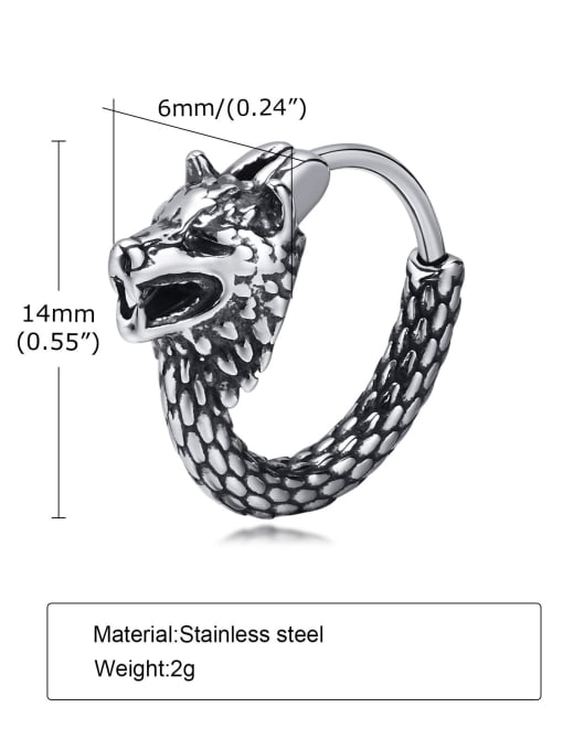 Single EH 507 Stainless steel Geometric Hip Hop Single Earring