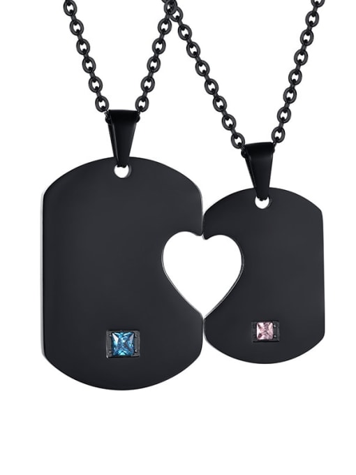 All black pendant without chain Titanium Steel Geometric Minimalist Necklace
