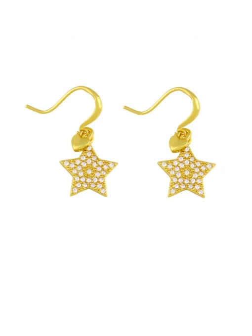 CC Brass Cubic Zirconia Star Bohemia Huggie Earring 3