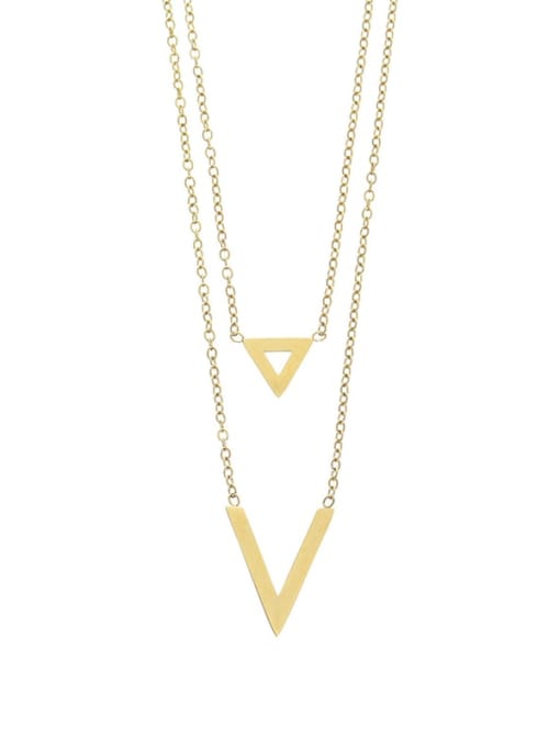 TTM n239 14K Gold Plated Alloy Triangle Trend Multi Strand Necklace