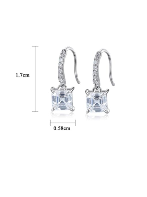 CCUI 925 Sterling Silver Cubic Zirconia Geometric Minimalist Hook Earring 3
