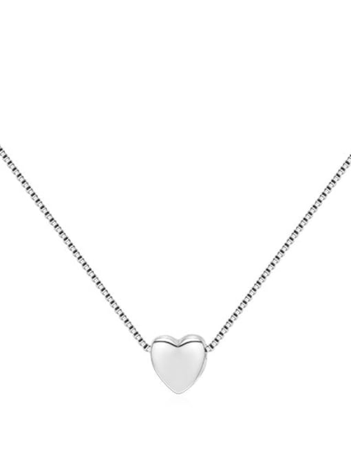 MODN 925 Sterling Silver  Minimalist Smotth Heart Pendant Necklace 0