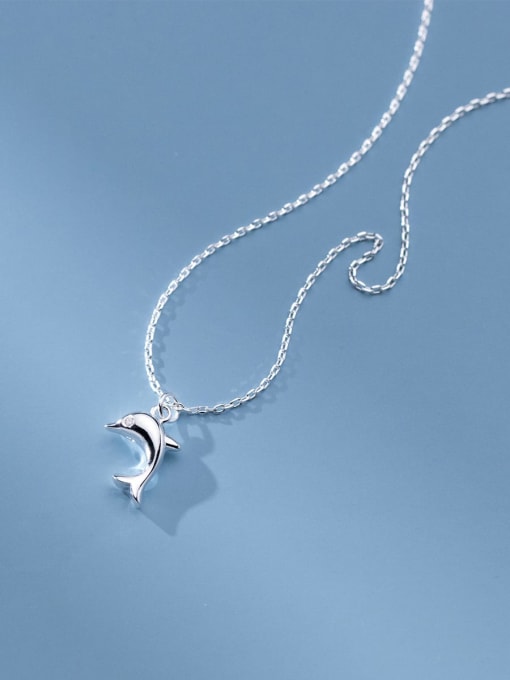 Silver 925 Sterling Silver Dolphin Dainty Necklace